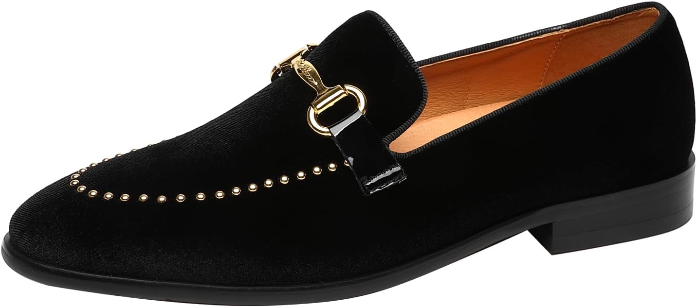 

Мужские лоферы ELANROMAN из лакированной кожи и бархата с отделкой заклепками для свадьбы и вечеринки, черный