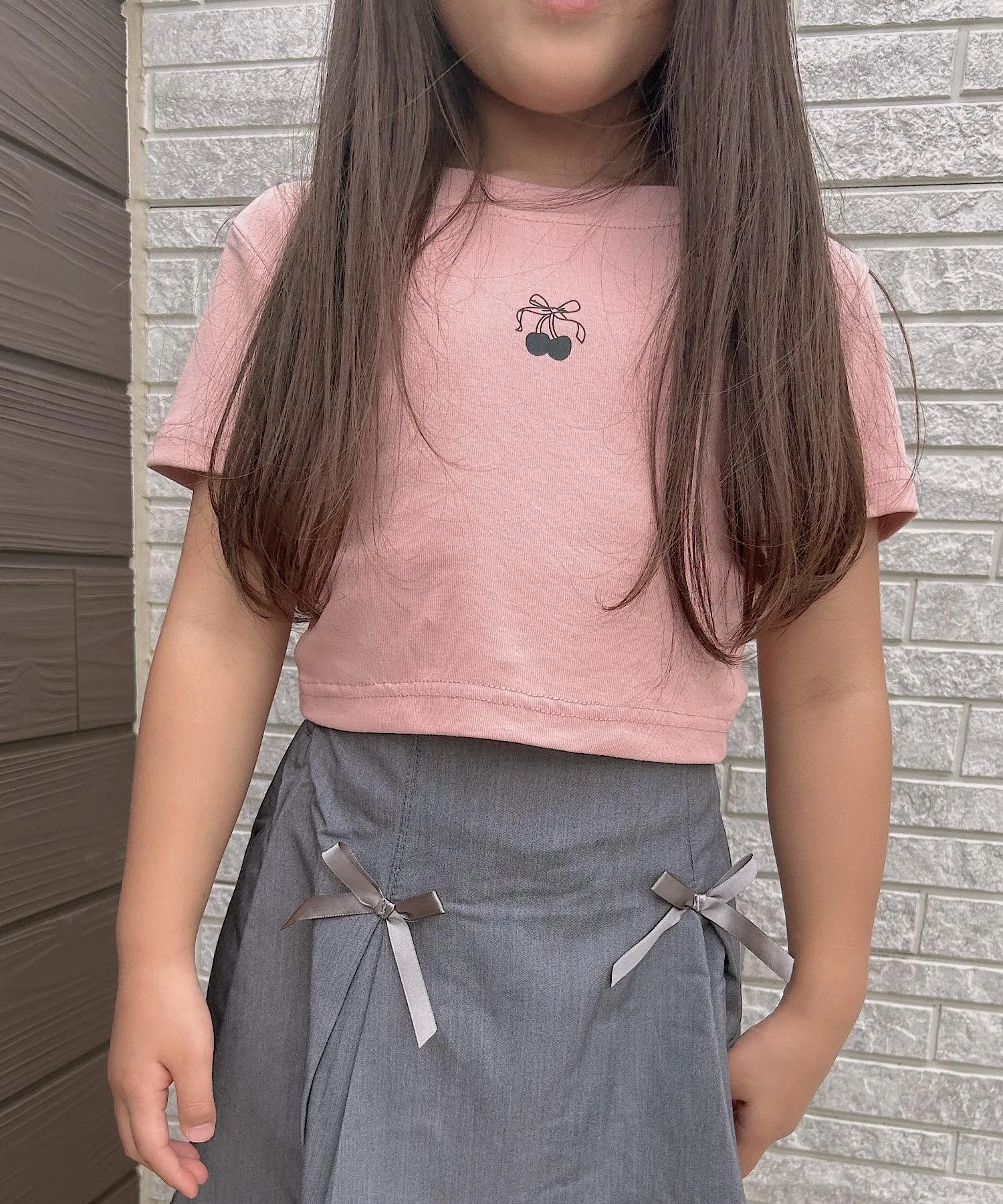 Детская футболка lulunoix/さくらんぼクロップド丈Tシャツ M15410