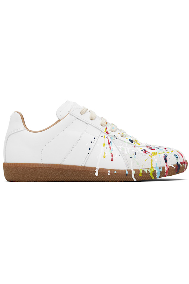 Maison Margiela Белые кроссовки-реплики с белой краской