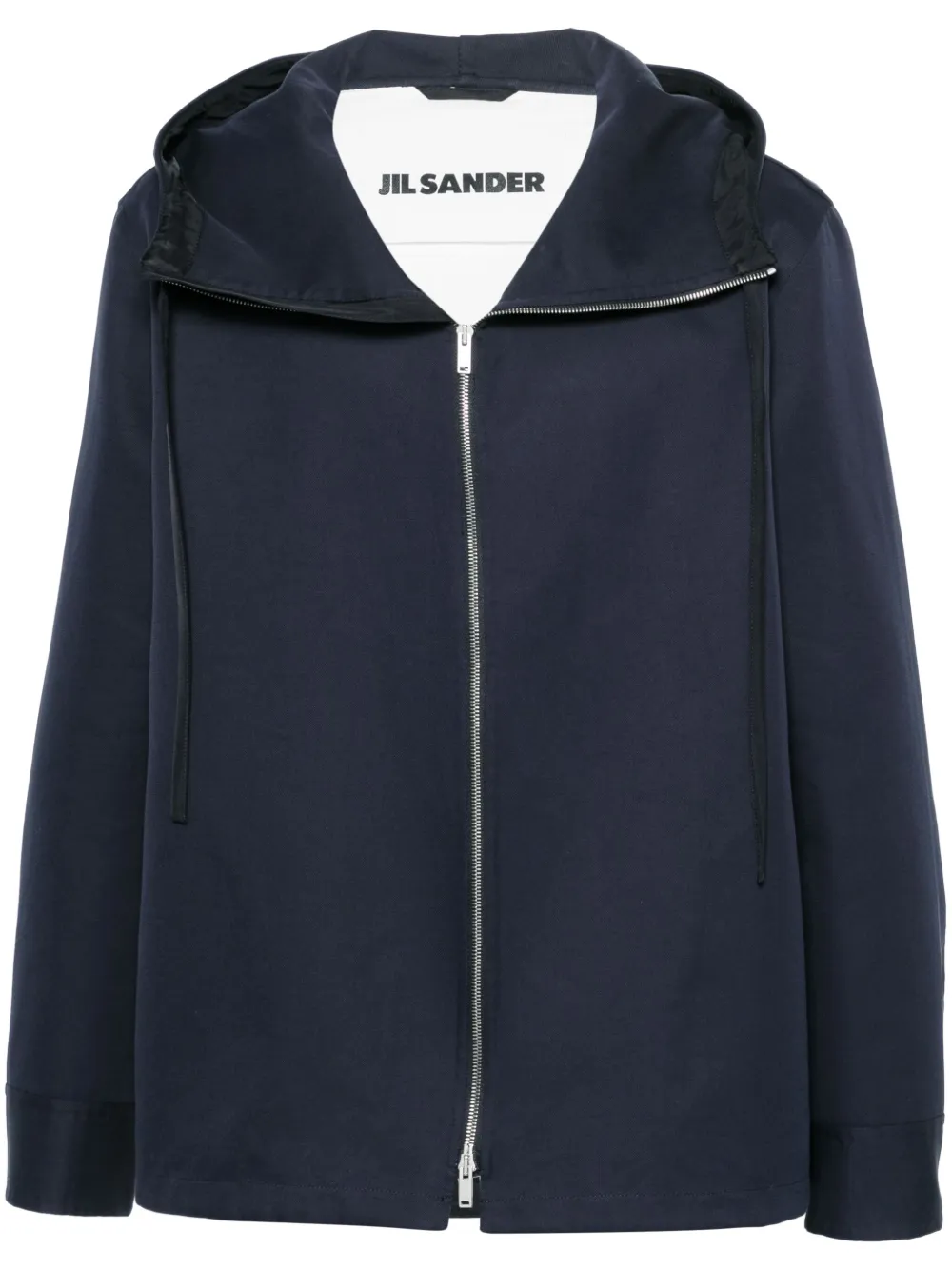 

Куртка из смеси шелка и хлопка с капюшоном JIL SANDER, синий