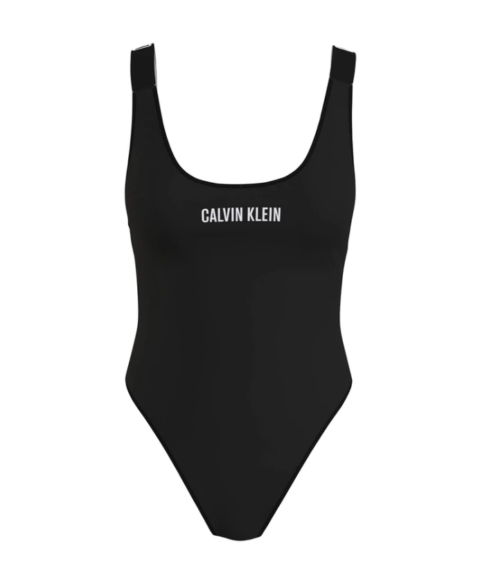 

Сплошной купальник с овальной спинкой Calvin Klein, черный