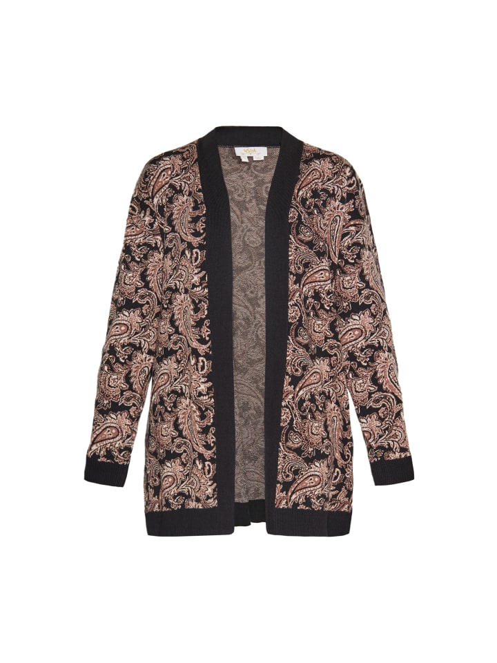 

Женский кардиган черного цвета с разноцветными вставками usha FESTIVAL