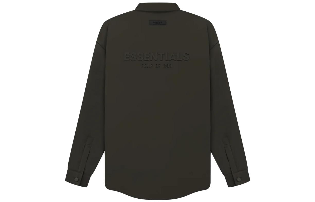Футболка-рубашка из наполненного нейлона Fear Of God Essentials, светло-черная — фото 3