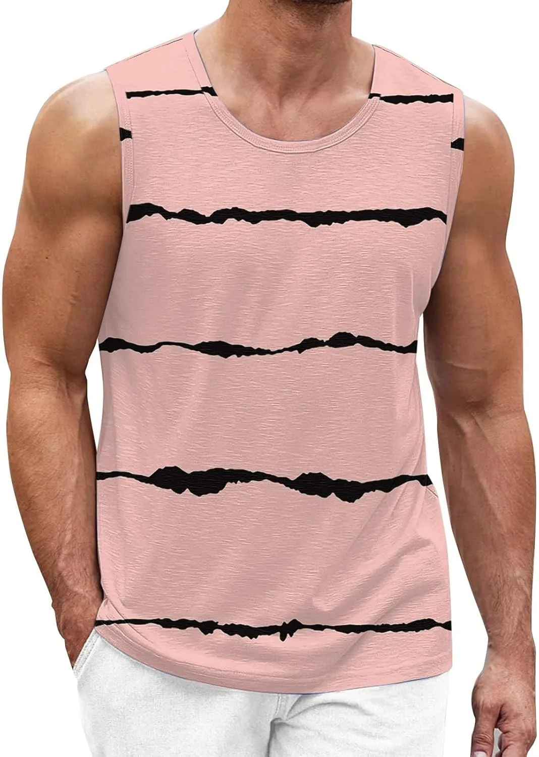 

Мужская майка-безрукавка Cotton Tshirts, полоска, лето 2024