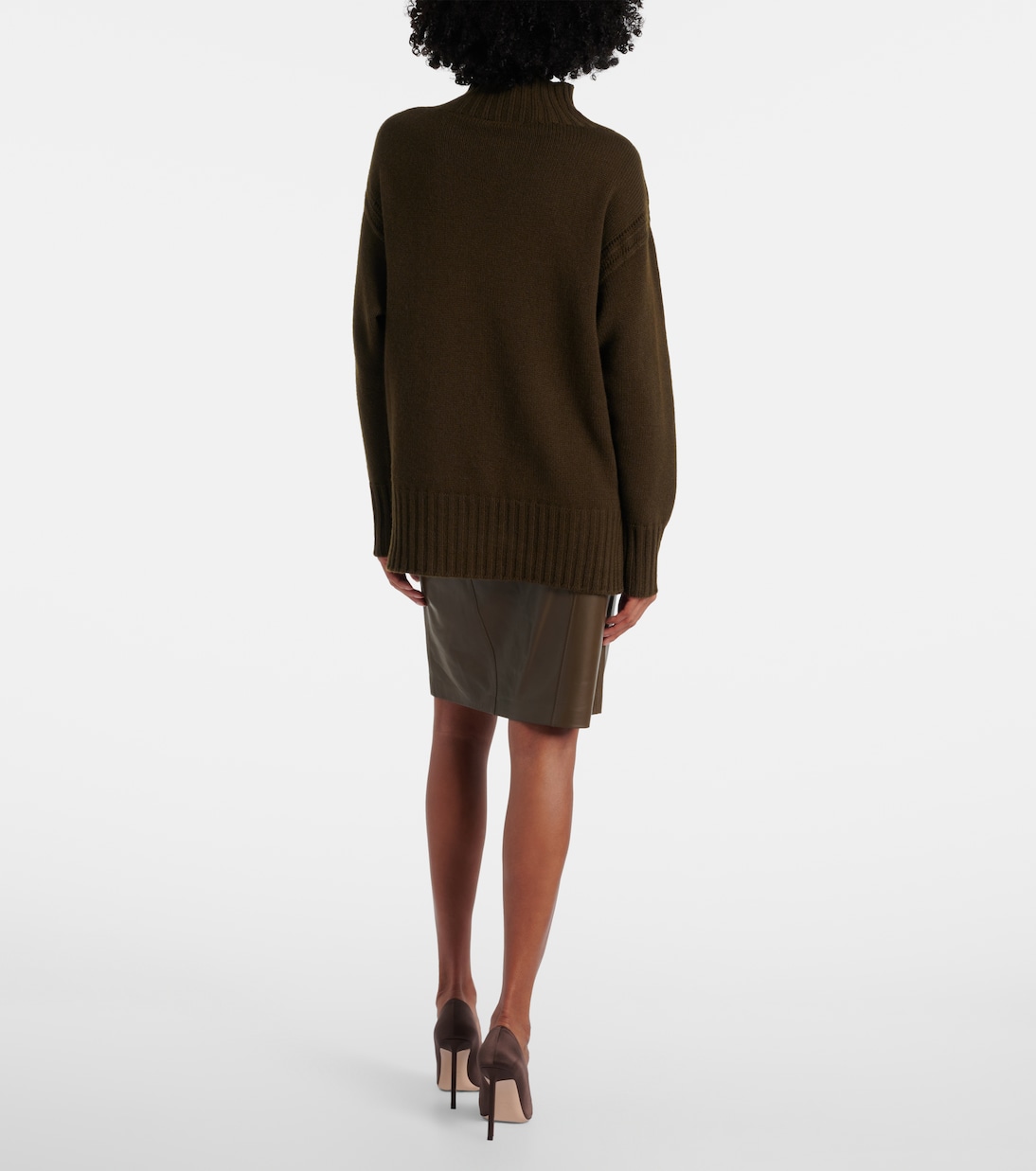 Вязаный свитер из кашемира и хлопка с узором «вафля» Tom Ford, Military Green — фото 3
