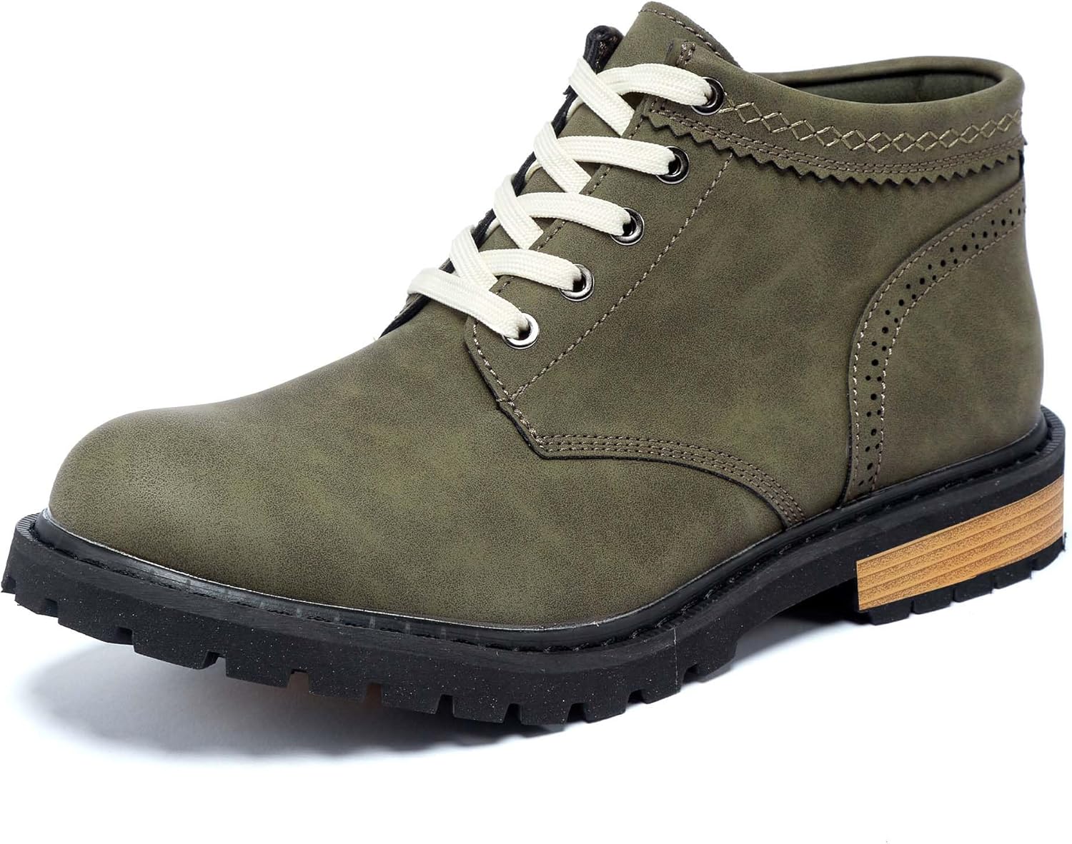 

Мужские премиальные повседневные кожаные ботинки, противоскользящие ботинки для мужчин, модные ботинки на шнуровке для прогулок, отпуска, вождения, кемпинга и повседневной носки Vtiao, зеленый