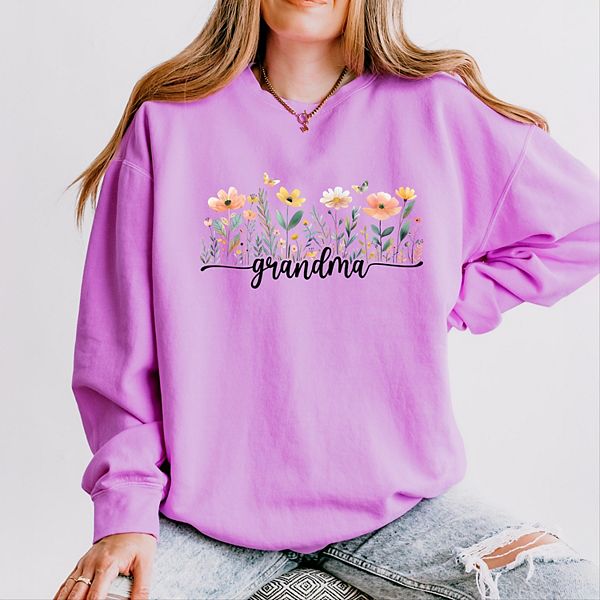 

Свитшот женский легкий garment dyed с принтом бабушкиных акварельных цветов Simply Sage Market, Neon Violet, Зеленый, Свитшот женский легкий garment dyed с принтом бабушкиных акварельных цветов Simply Sage Market, Neon Violet