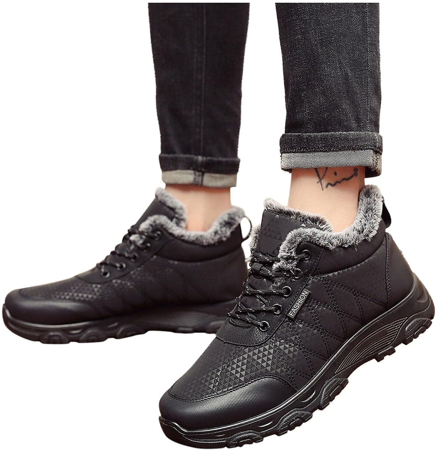 

Женские и мужские кроссовки Hbeylia Fuzzy для ходьбы и бега, модные кроссовки-башмаки до щиколотки, черный