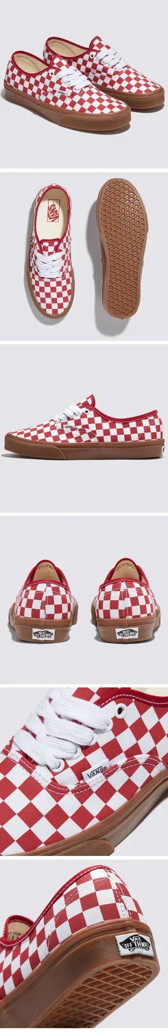 Мужские низкие кеды Authentic Fat Lace Checker красного цвета от Vans — фото 2