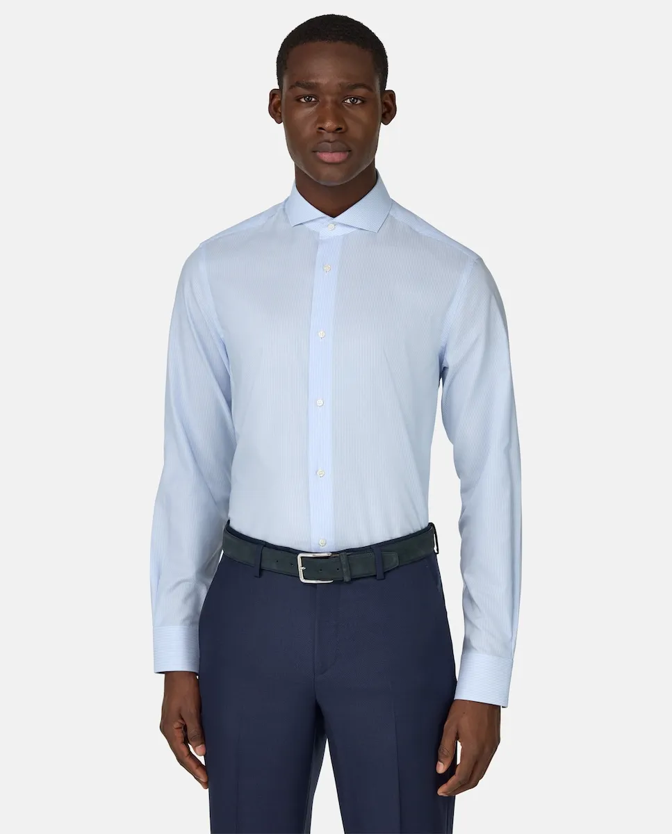 

Хлопковая саржевая рубашка приталенного кроя Boggi Milano, светло-голубой