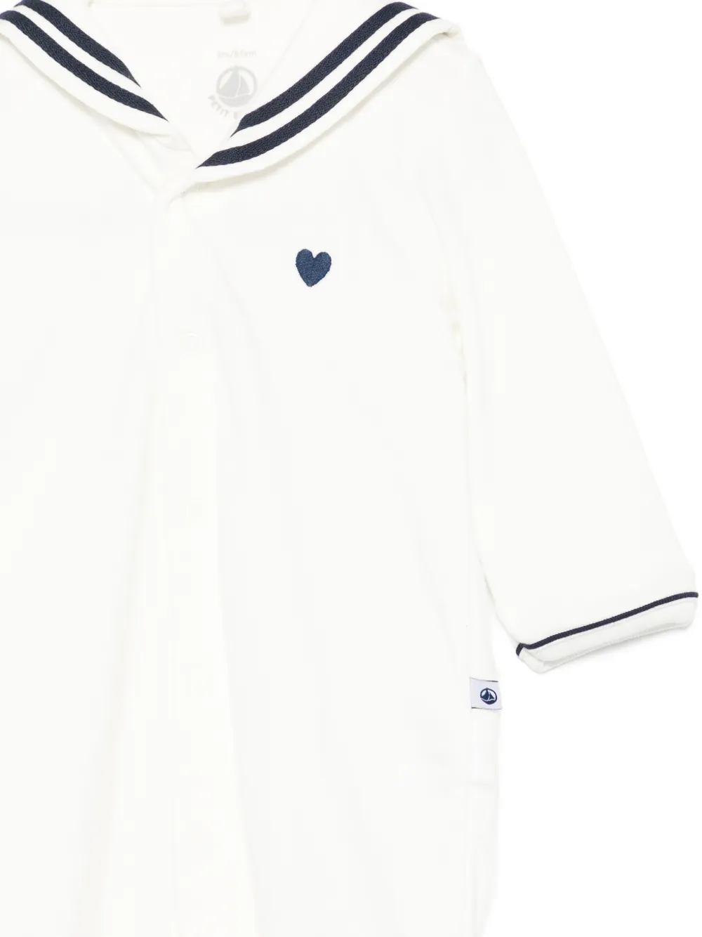 Пижама в полоску с сердечками Petit Bateau, белый — фото 3