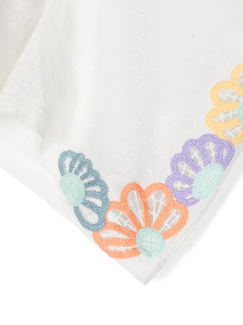 Шорты из смесового льна с цветочной вышивкой Stella McCartney Kids, белый — фото 3