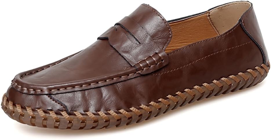 

Мужские кожаные лоферы, повседневные мокасины, легкие, удобные, слипоны, модные лодочные туфли, комфортные, дышащие, мягкая обувь для ходьбы Asifn, коричневый