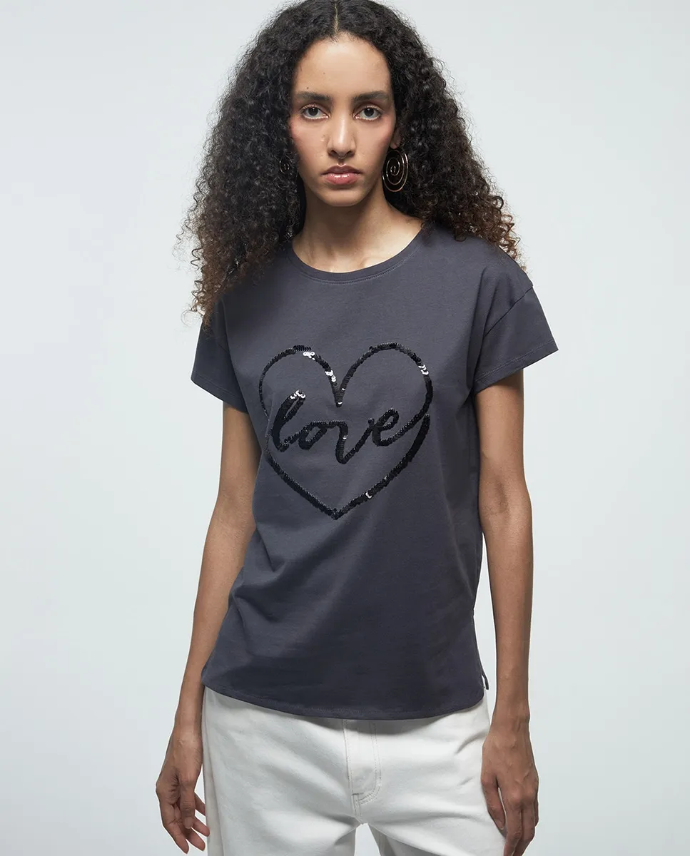 

Футболка с блестками Sfera, черный