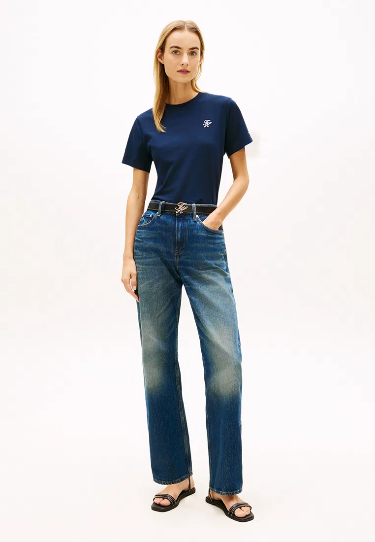 Футболка с вышивкой логотипа, круглый вырез, TH Mainline Tommy Hilfiger, темно-синий — фото 4