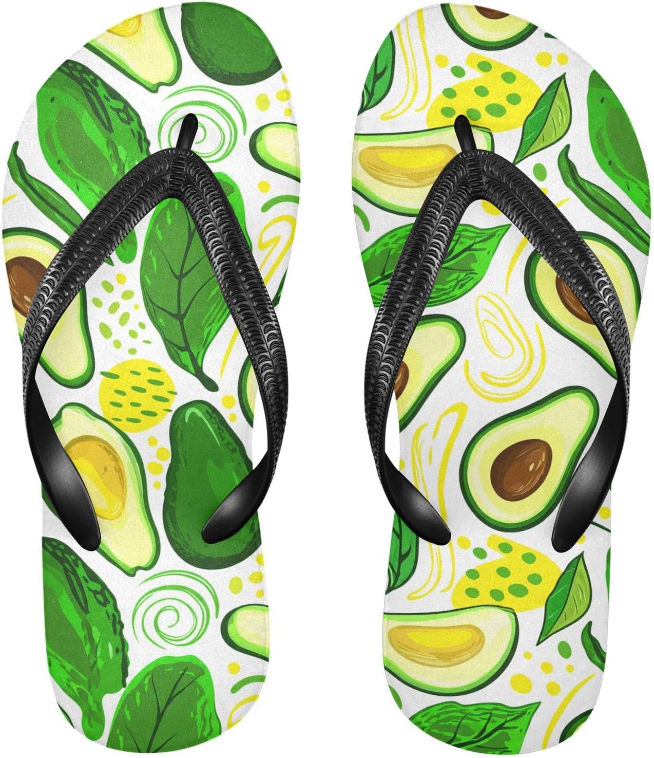 

Шлепанцы Leaf Avocado White Flip Flops для пляжа, душа, резинескользящие летние тапочки для мужчин и женщин Sinestour