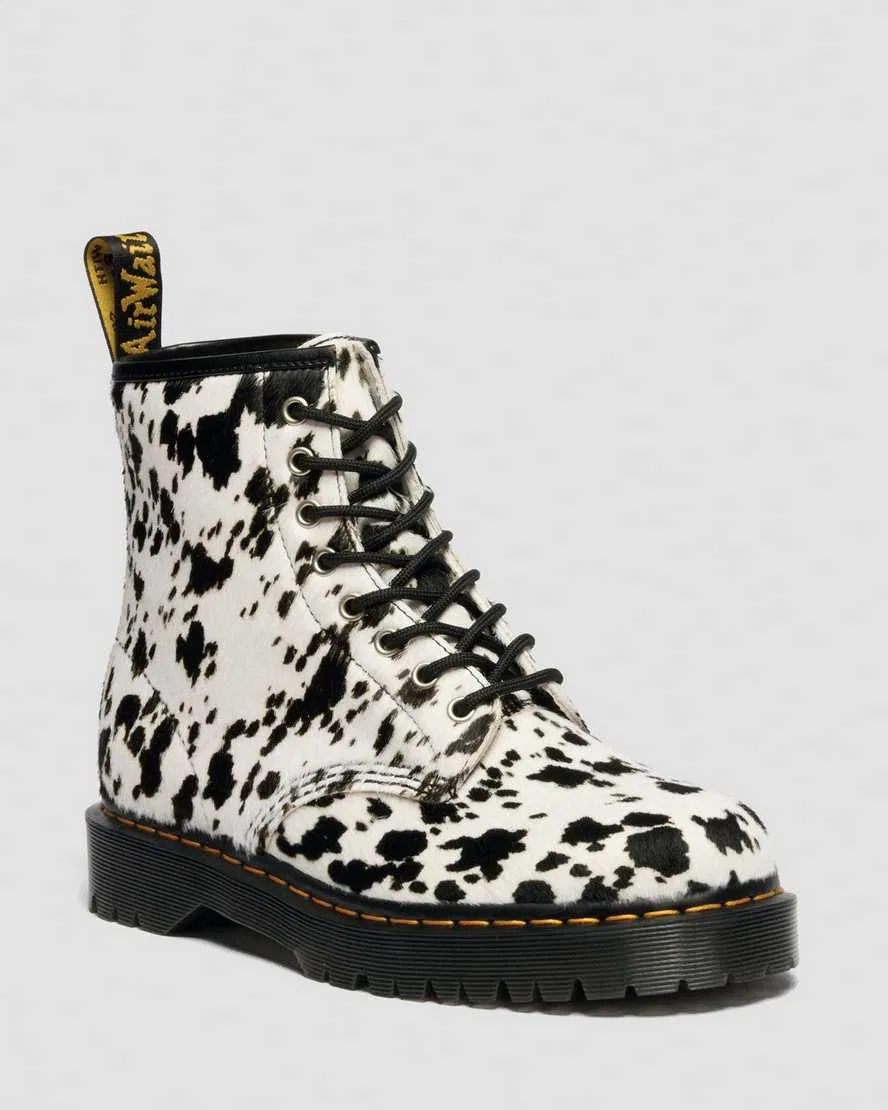 1460 Ботинки из кожи с мехом далматинца породы Бекс Dr Martens, Cream