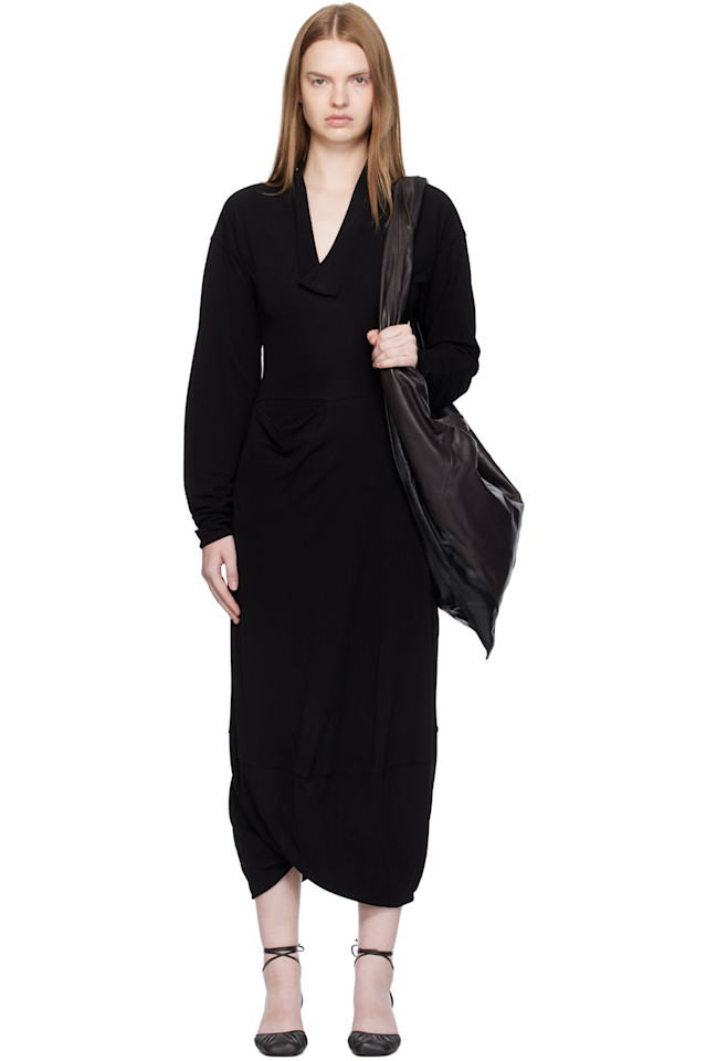 

Макси-Платье с V-образным вырезом Lemaire, черный