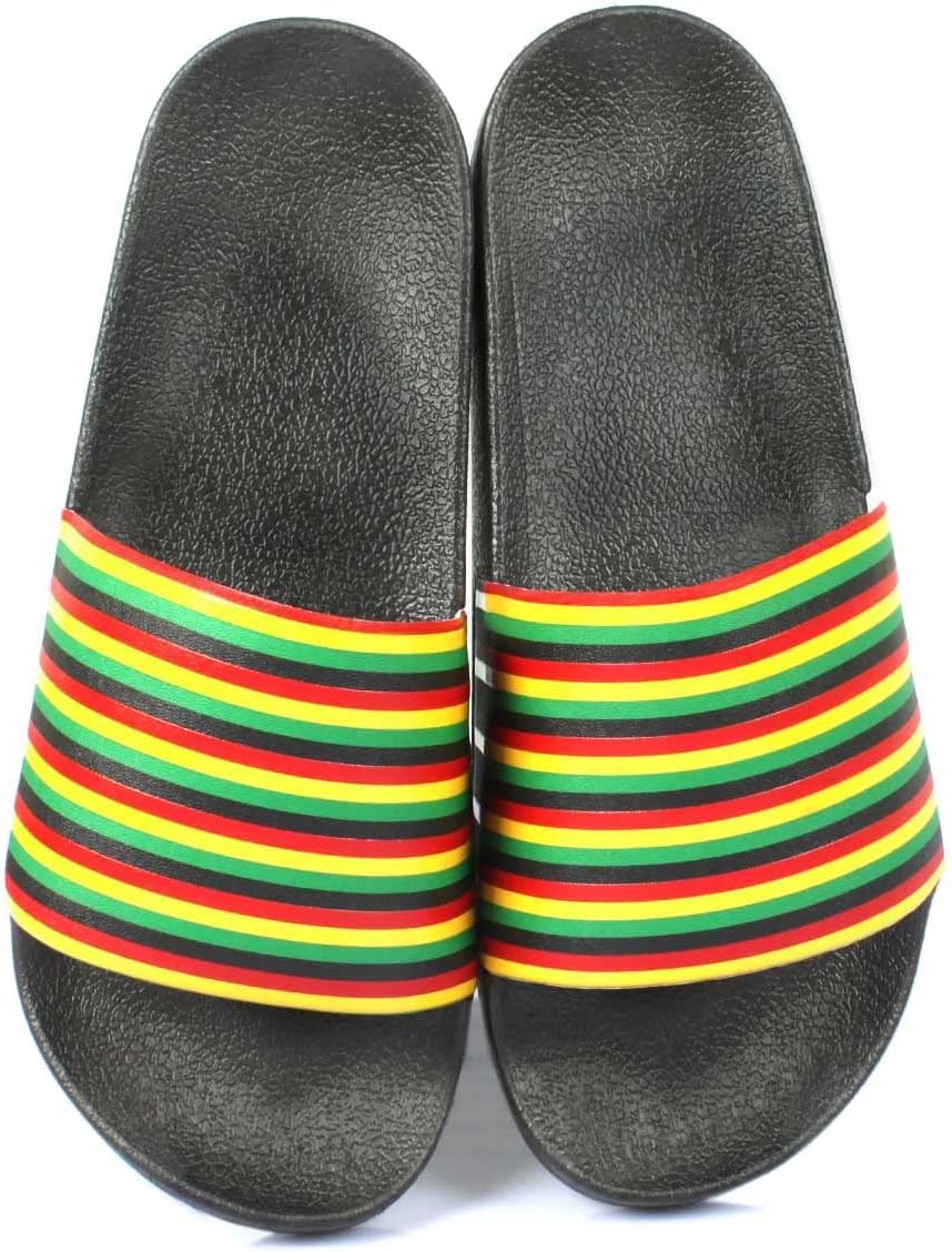 

Ямайские Раста Рэгги RGY Карибские шлепанцы для женщин и мужчин, сандалии с открытым носком, мягкие, с амортизацией, против скольжения, для дома и улицы RGYLION