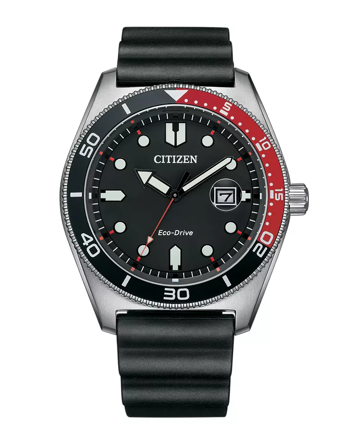 

Мужские спортивно-повседневные часы Eco-Drive с черным полиуретановым ремешком 43mm Citizen