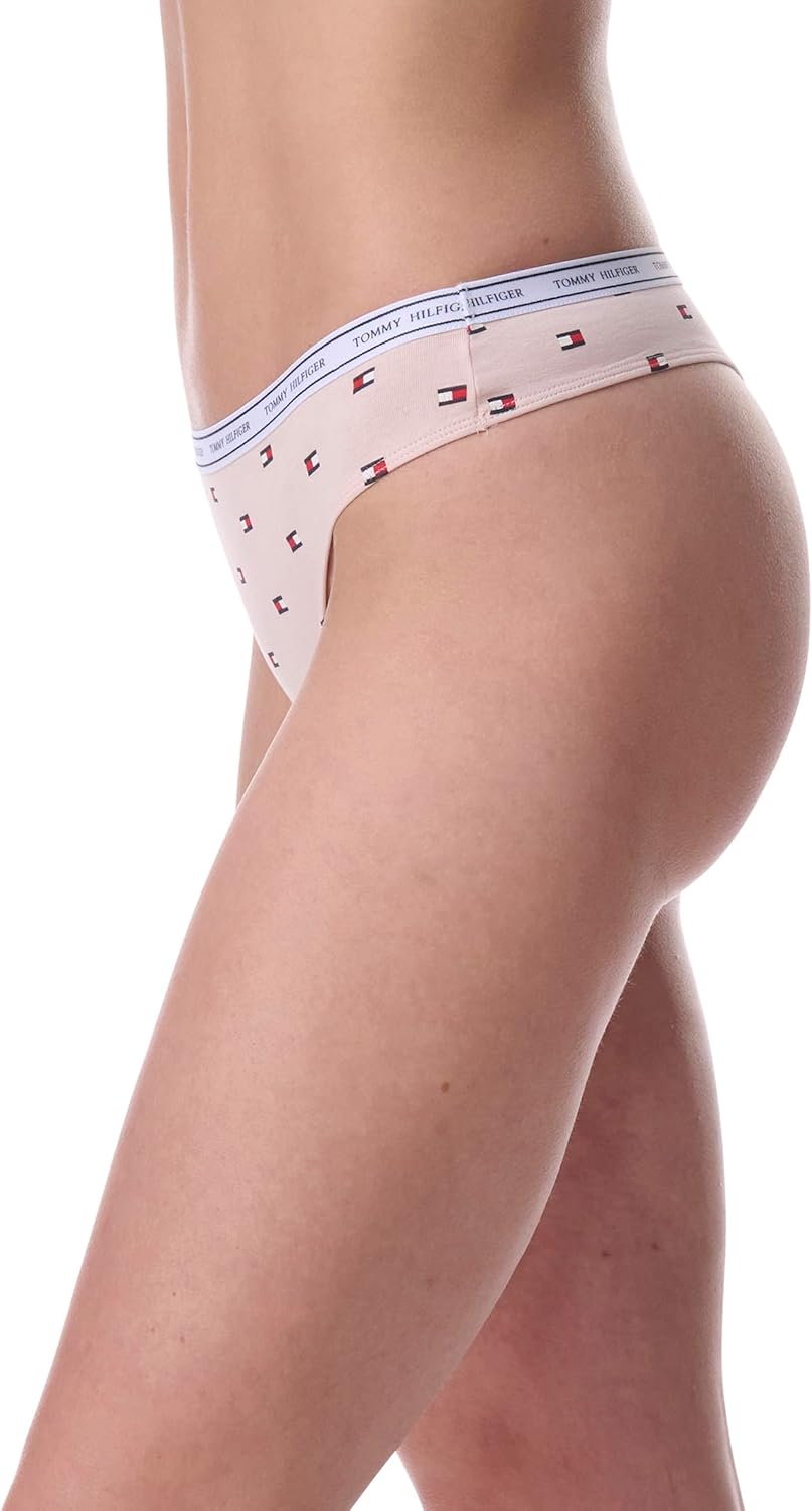 Женские классические хлопковые стринги Tommy Hilfiger с логотипом, 5 шт., Logo Flag/Brghtwhite/Icehthrgry/Skycpt/Th Pinstripe — фото 3