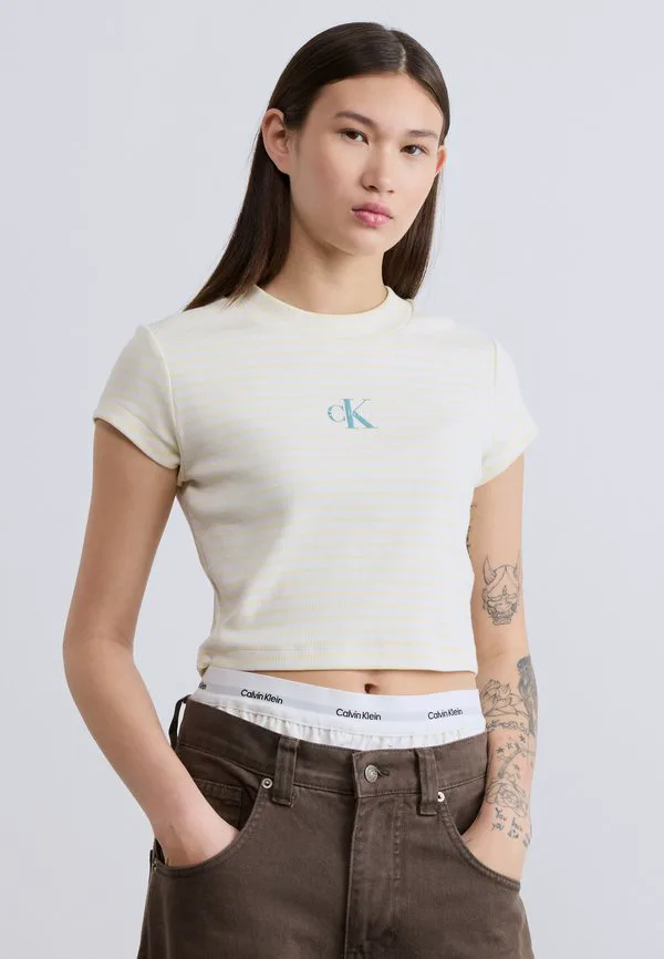 

Футболка с монологом в полоску для малышей Calvin Klein Jeans, French Vanilla, Желтый, Футболка с монологом в полоску для малышей Calvin Klein Jeans, French Vanilla