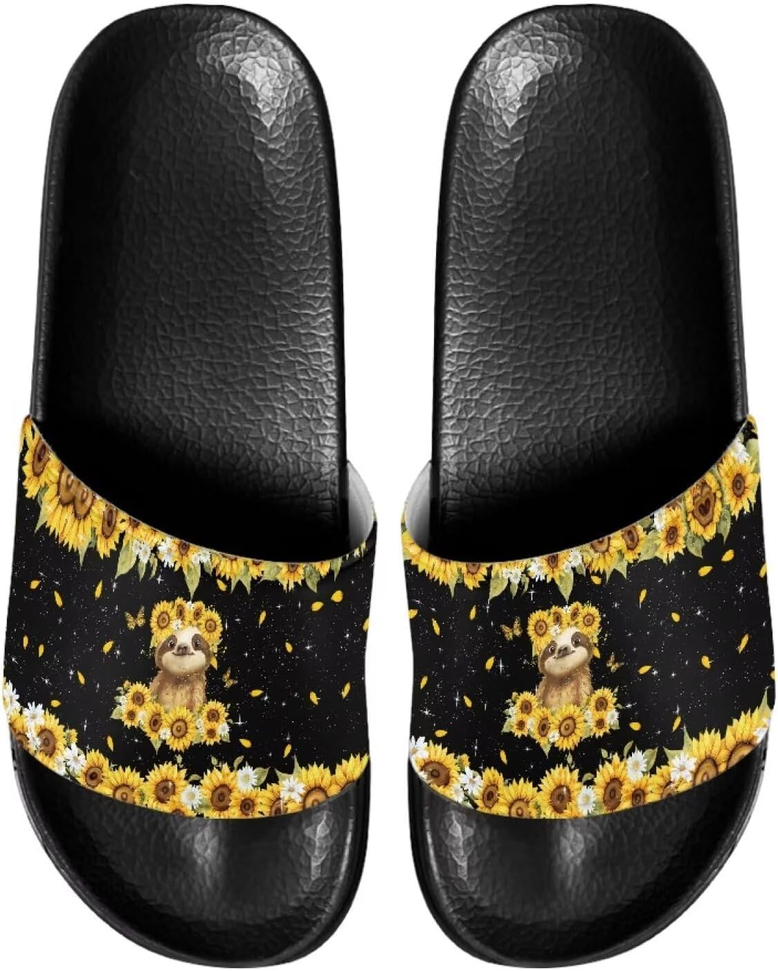 

Женские шлепанцы слайд Нескользящие летние домашние тапочки для девочек Слипоны флип-флоп Judentidos, Sunflower Sloth