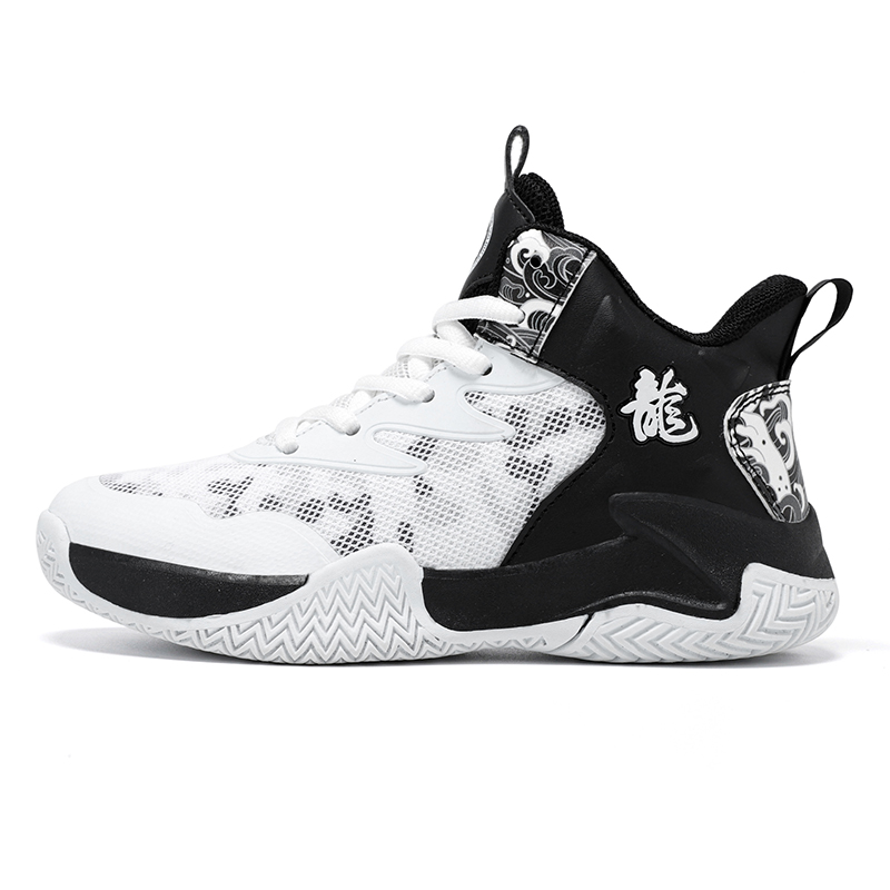 

Износостойкие амортизирующие дышащие легкие баскетбольные кроссовки с высоким верхом для детей JIAFEIMAO, белый