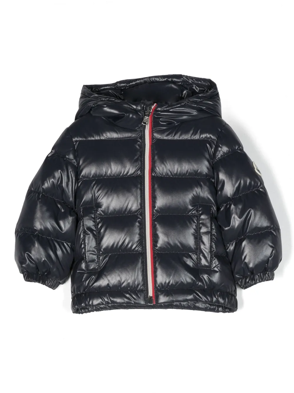 

Пуховик с нашивкой-логотипом Moncler Enfant, синий