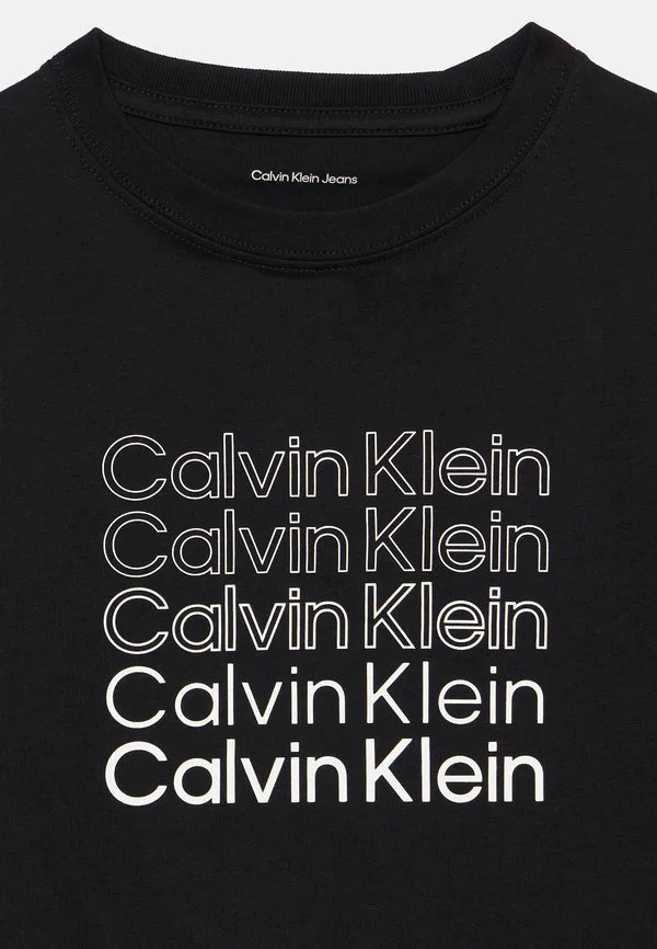 Футболка унисекс с принтом логотипа stacked Calvin Klein Jeans, Black — фото 4