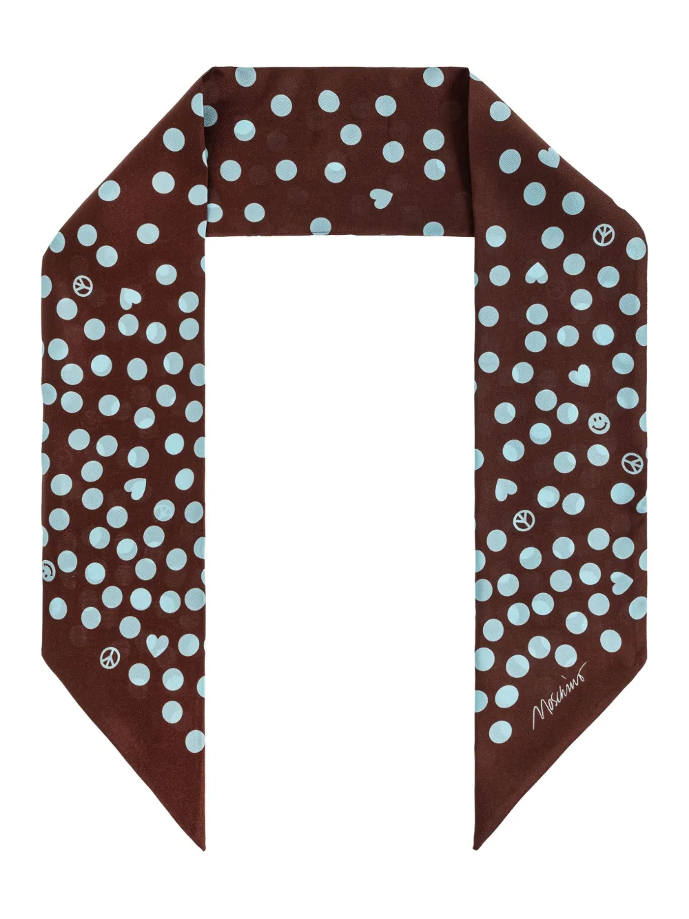 

Шелковый шарф в горошек Moschino, коричневый