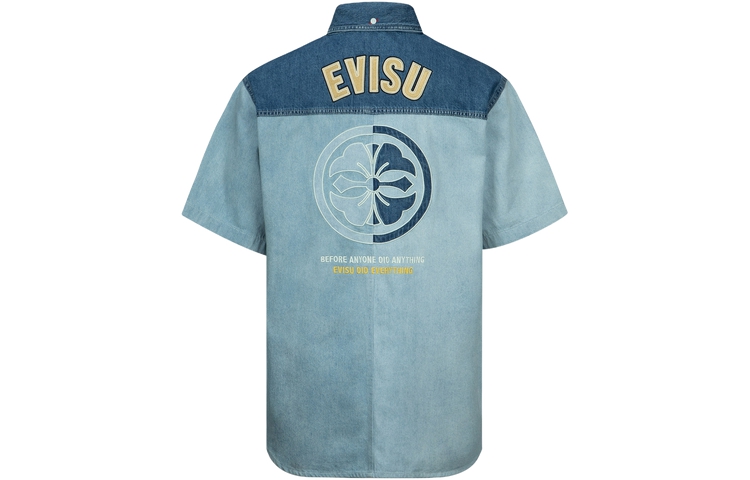 

Джинсовая рубашка с вышитым логотипом Evisu, синий