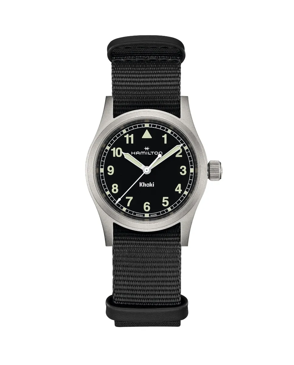 

Женские часы Khaki Field Quartz 33 мм H69301430 с текстильным ремешком Hamilton, черный