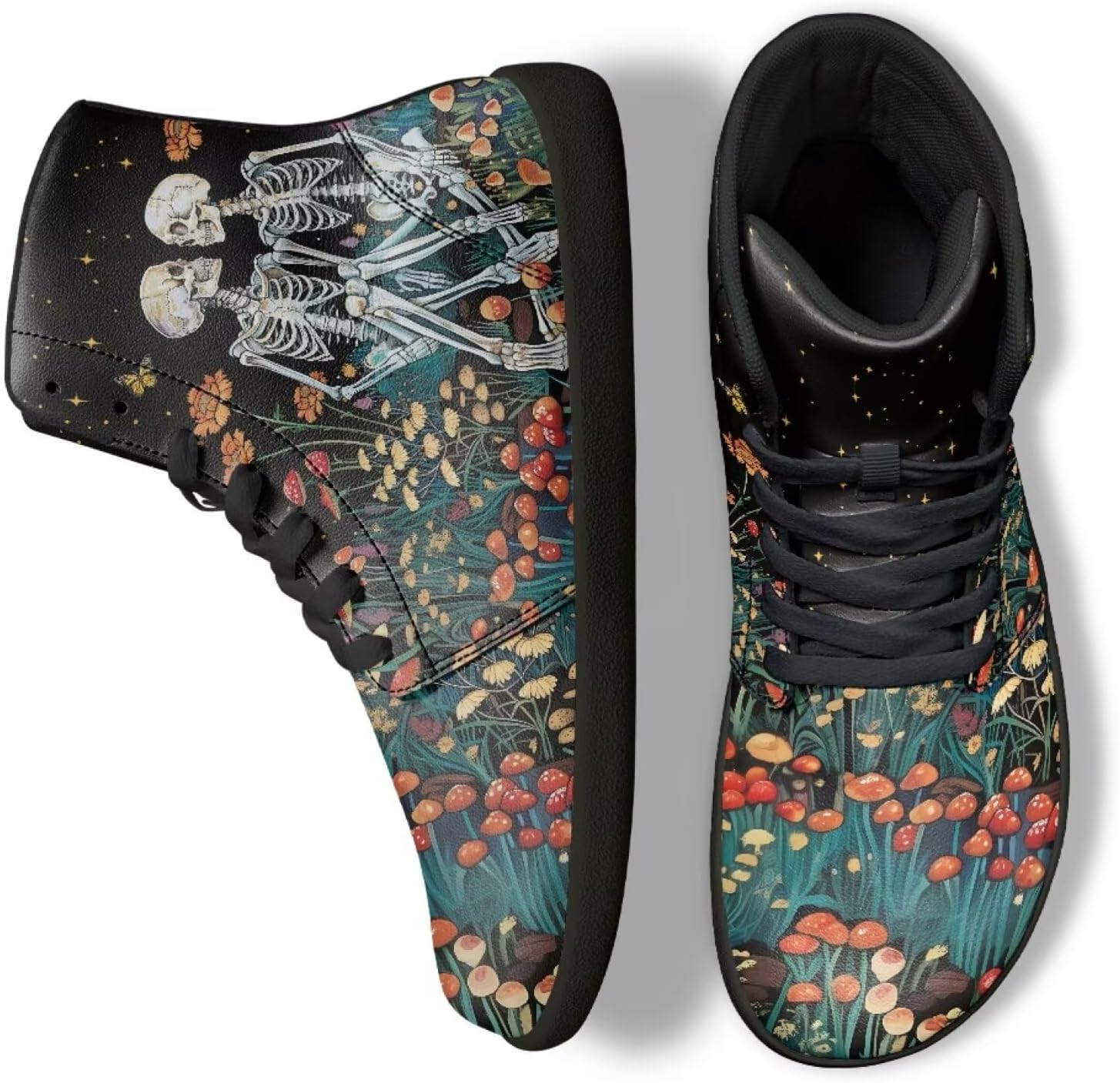 

Кроссовки Binienty для мужчин и женщин, широкие, модные, легкие, высокие, Mushroom Skull Skeleton