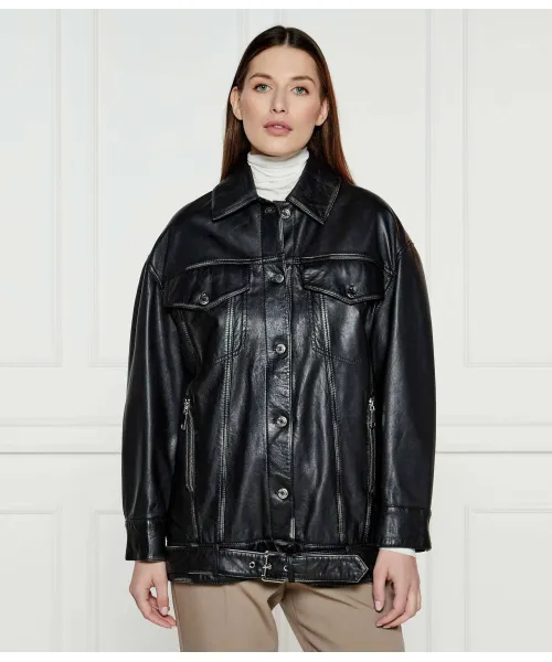 

Кожаная куртка Бегония Oversize fit Max&Co., черный