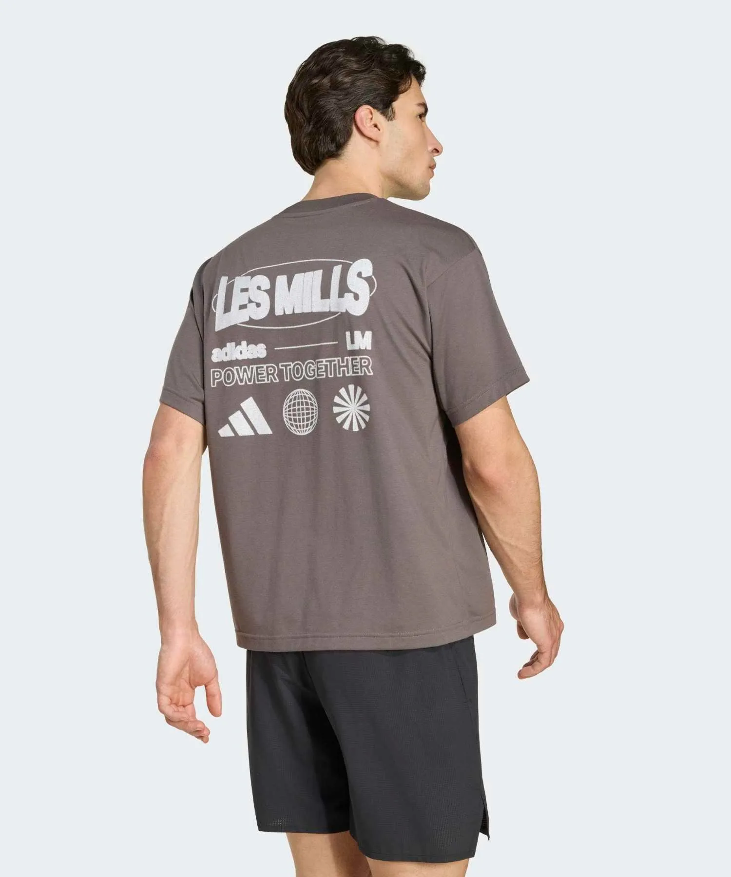 Мужская футболка Les Mills HIIT adidas график свободный покрой серый — фото 2