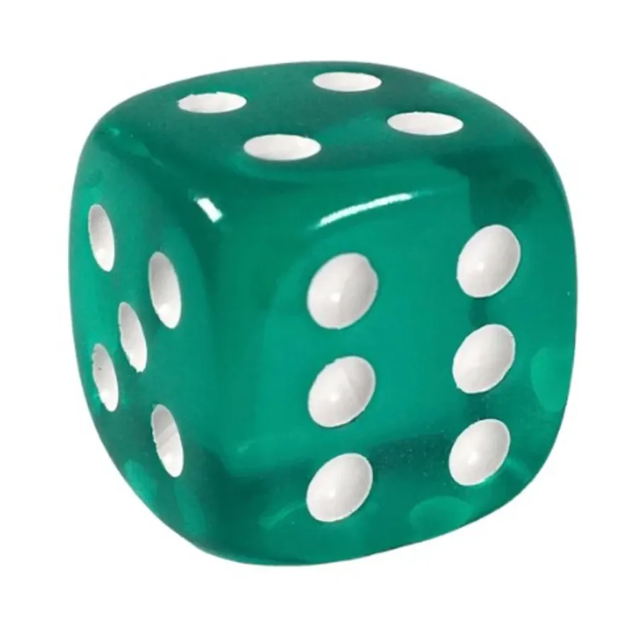 

d6 18 мм полупрозрачный бирюзовый с белым (12), Game Dice - Translucent (Role 4 Initiative)