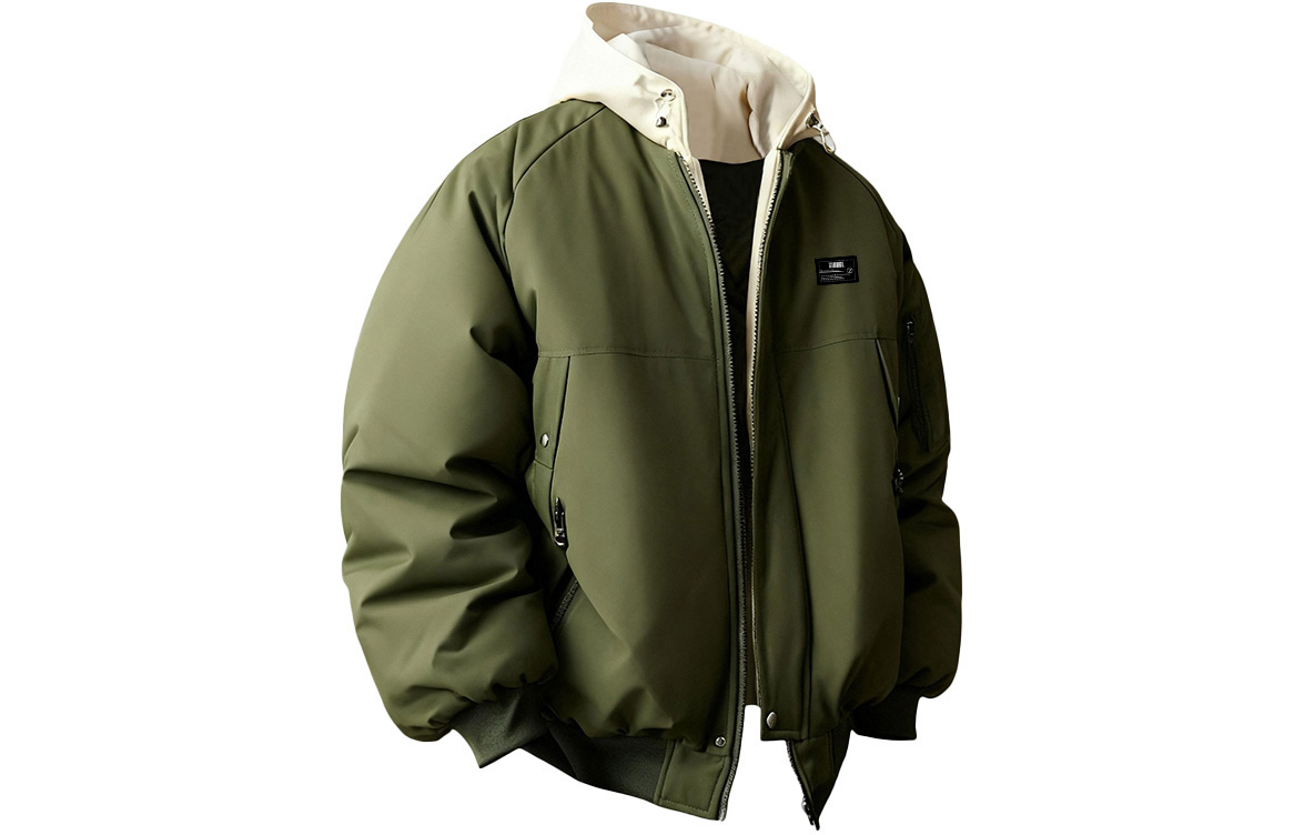 

Пуховик Unisex Hooded Thickened Mock Two Piece ZIAREL, forest oxygen зеленый[removable logo]