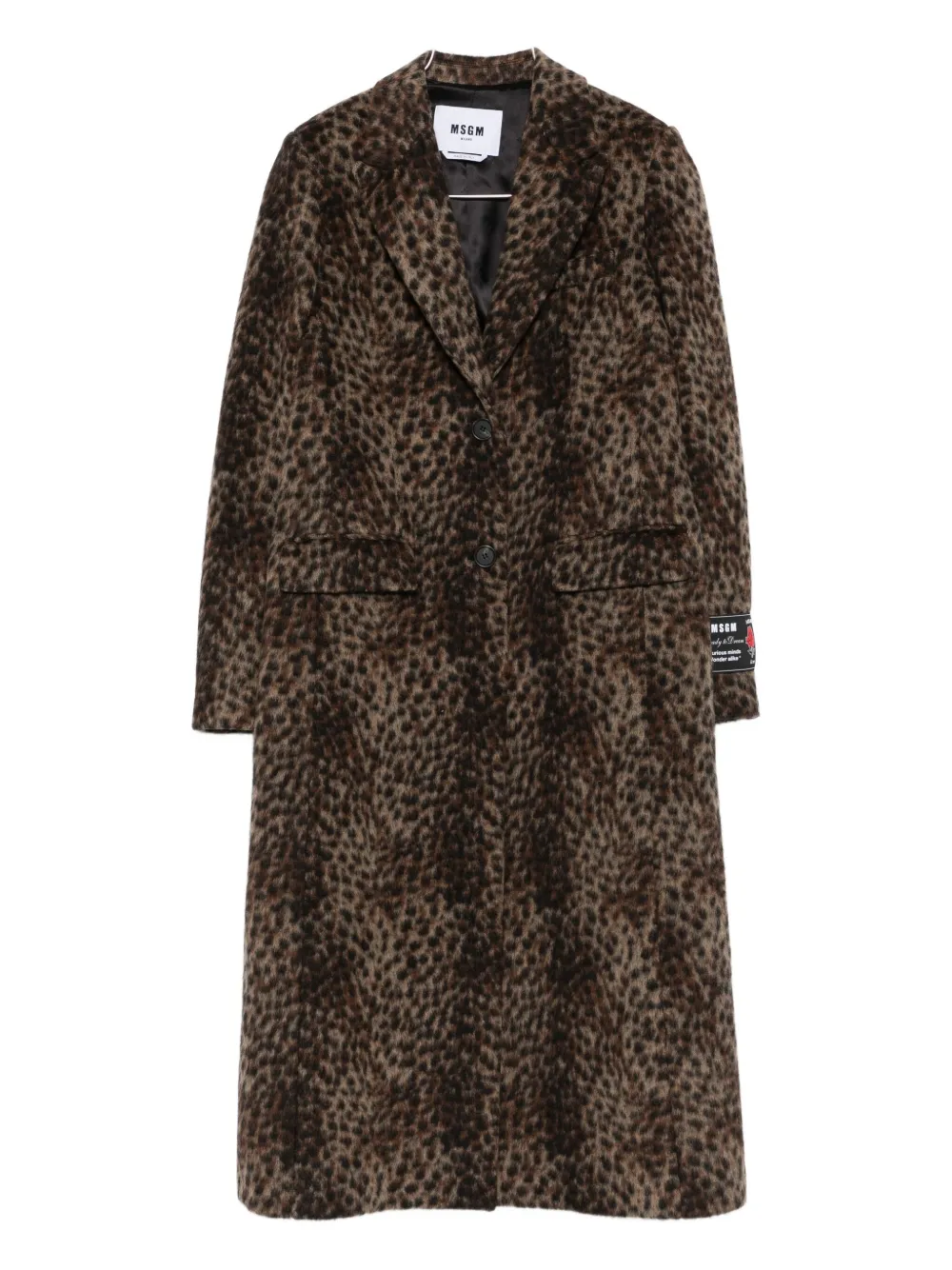 

Однобортное пальто с леопардовым принтом MSGM, коричневый