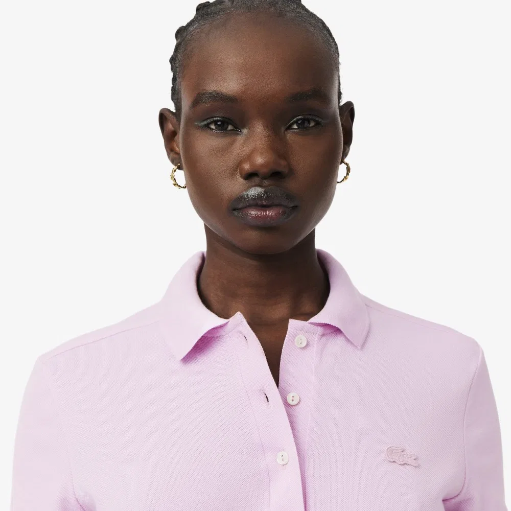 Футболка-поло Lacoste Slim Fit Mini Pique, розовая — фото 2