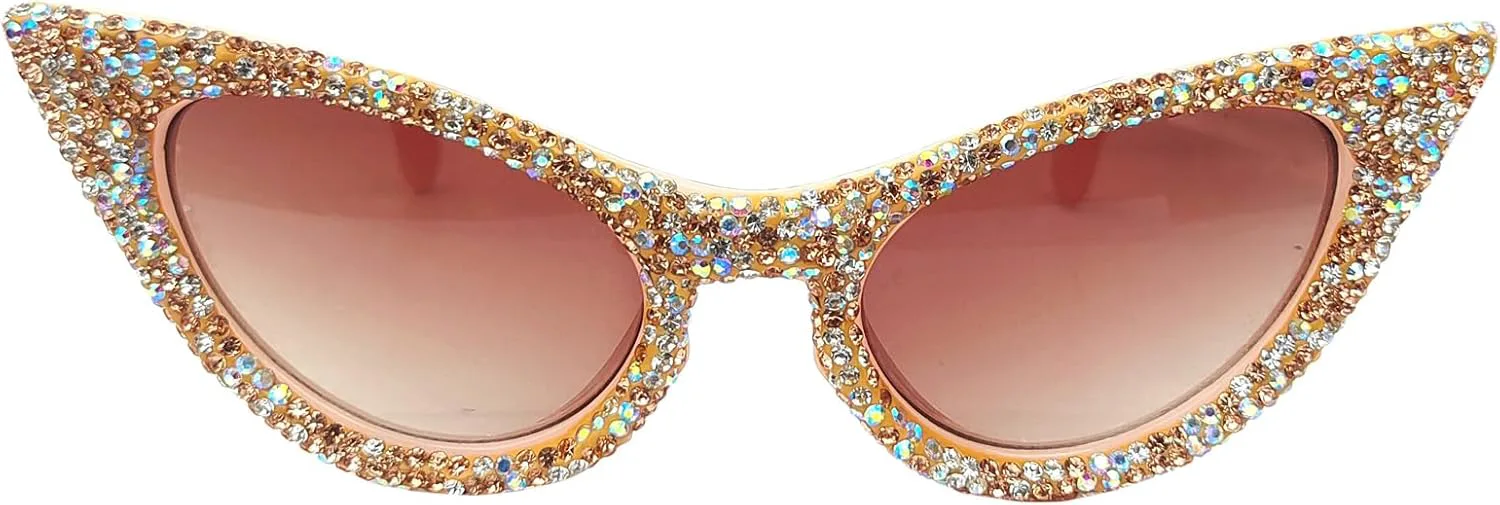 

COTIA Модные солнцезащитные очки «кошачий глаз» с бриллиантами, милые женские солнцезащитные очки с блестящими стразами и разноцветными кристаллами, Brown