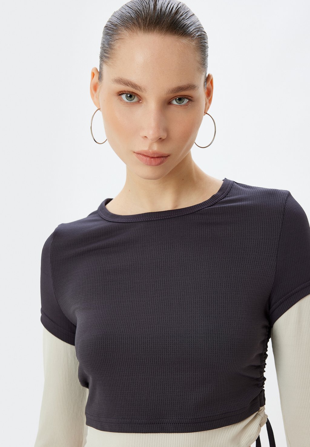 

Топ с длинными рукавами CROP Koton, антрацит