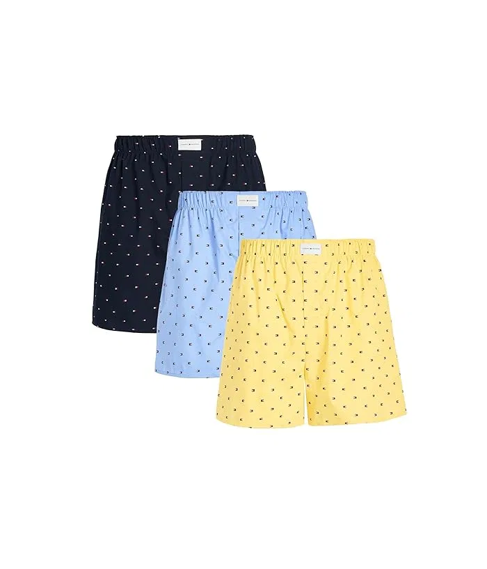 Боксеры хлопковые 3 шт Tommy Hilfiger, Micro Flag/June Iris/Desert Sky/Citronella