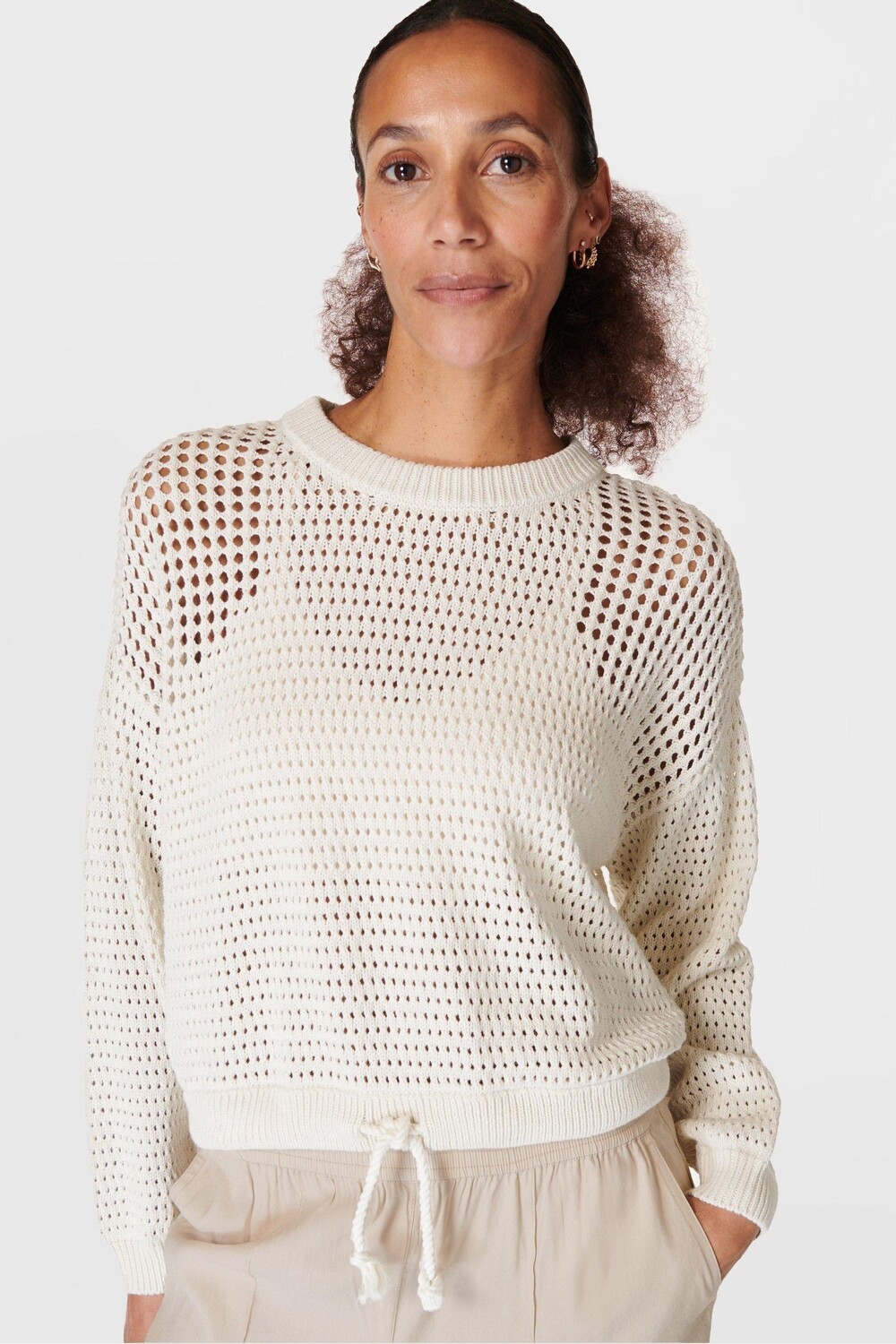 

Высокий джемпер открытой плетения Tides Sweaty Betty, белый