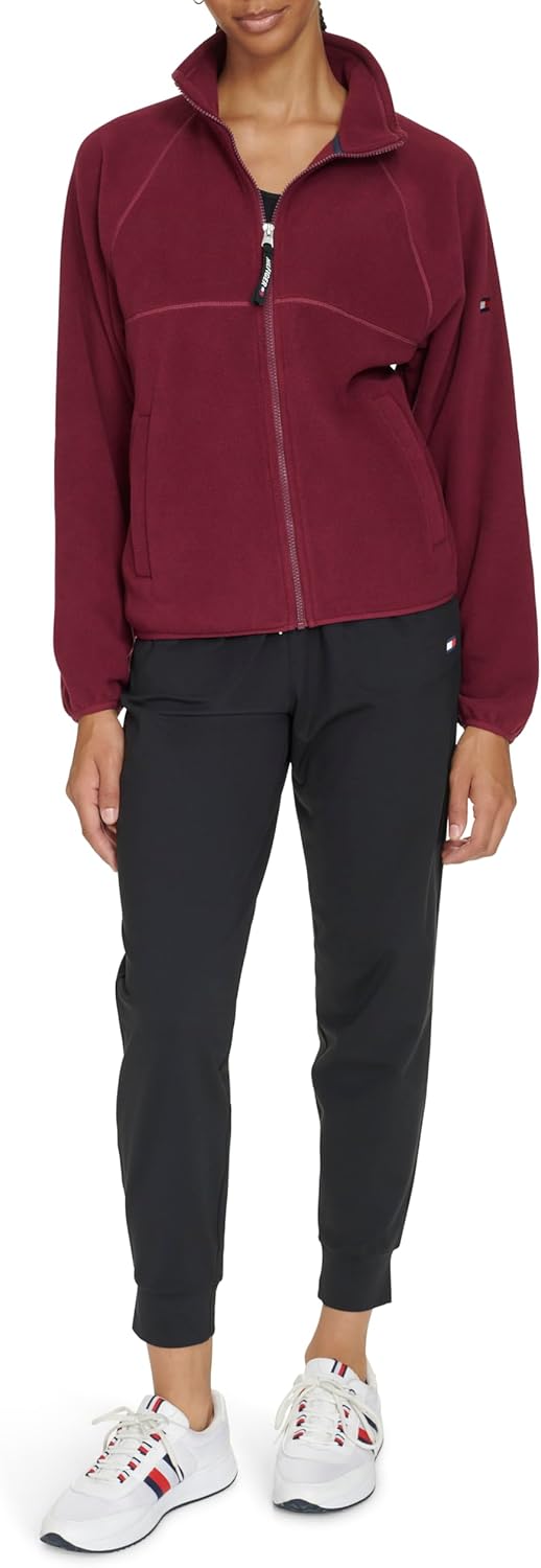 

Женская флисовая куртка Tommy Hilfiger с воротником-стойкой и застежкой-молнией, Beet Red
