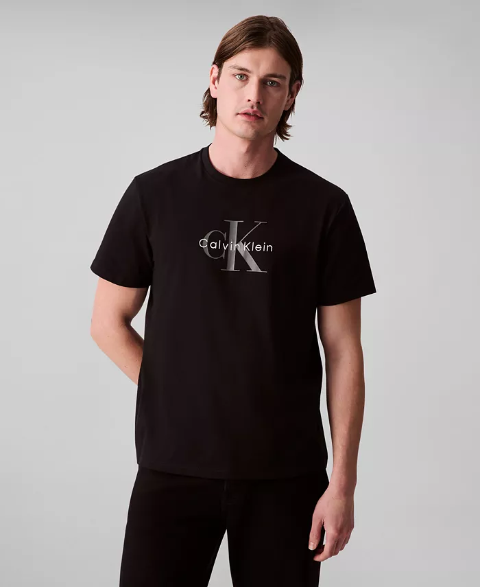 

Мужская футболка свободного кроя с логотипом Calvin Klein, черный
