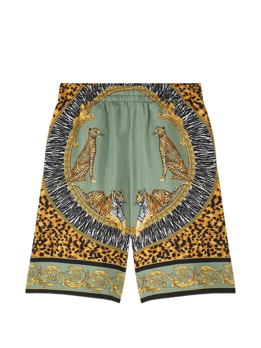Шорты из твилового шелка с принтом Versace Kids, желтый