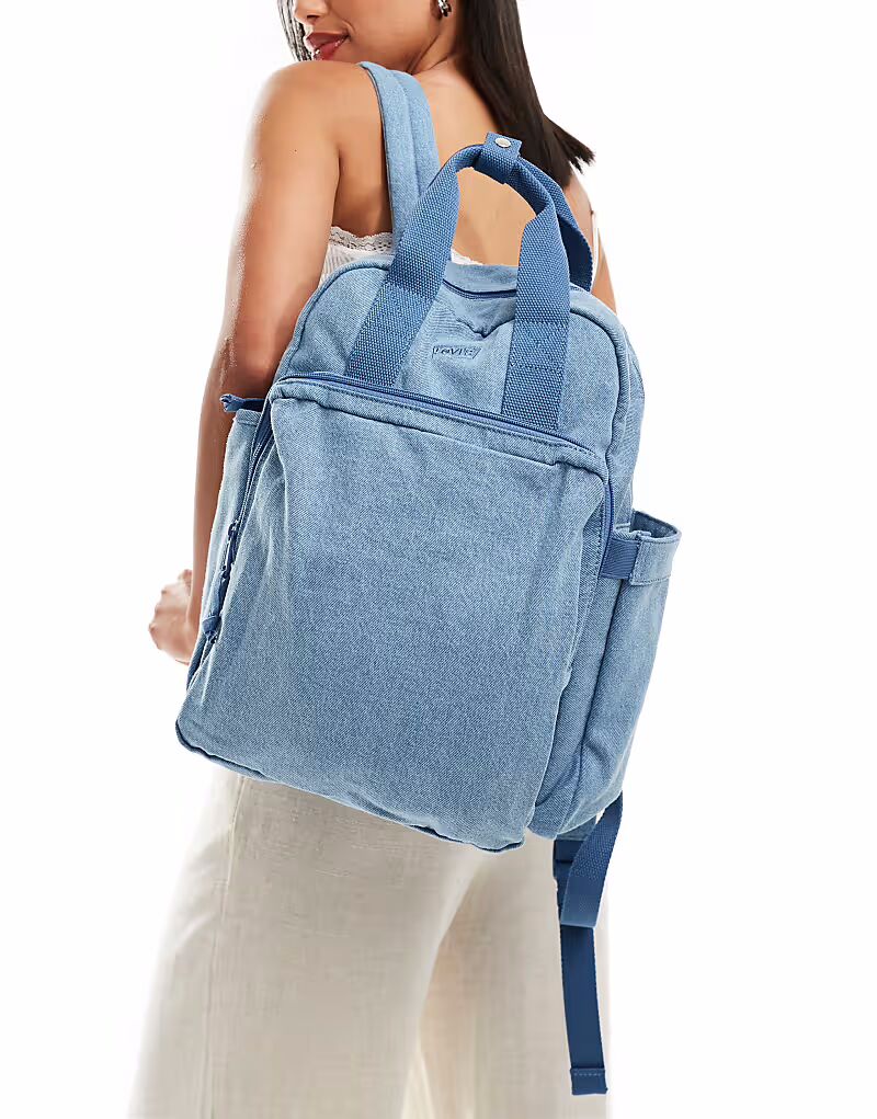 

Рюкзак Levi's L pack из круглой джинсовой ткани с логотипом синего цвета