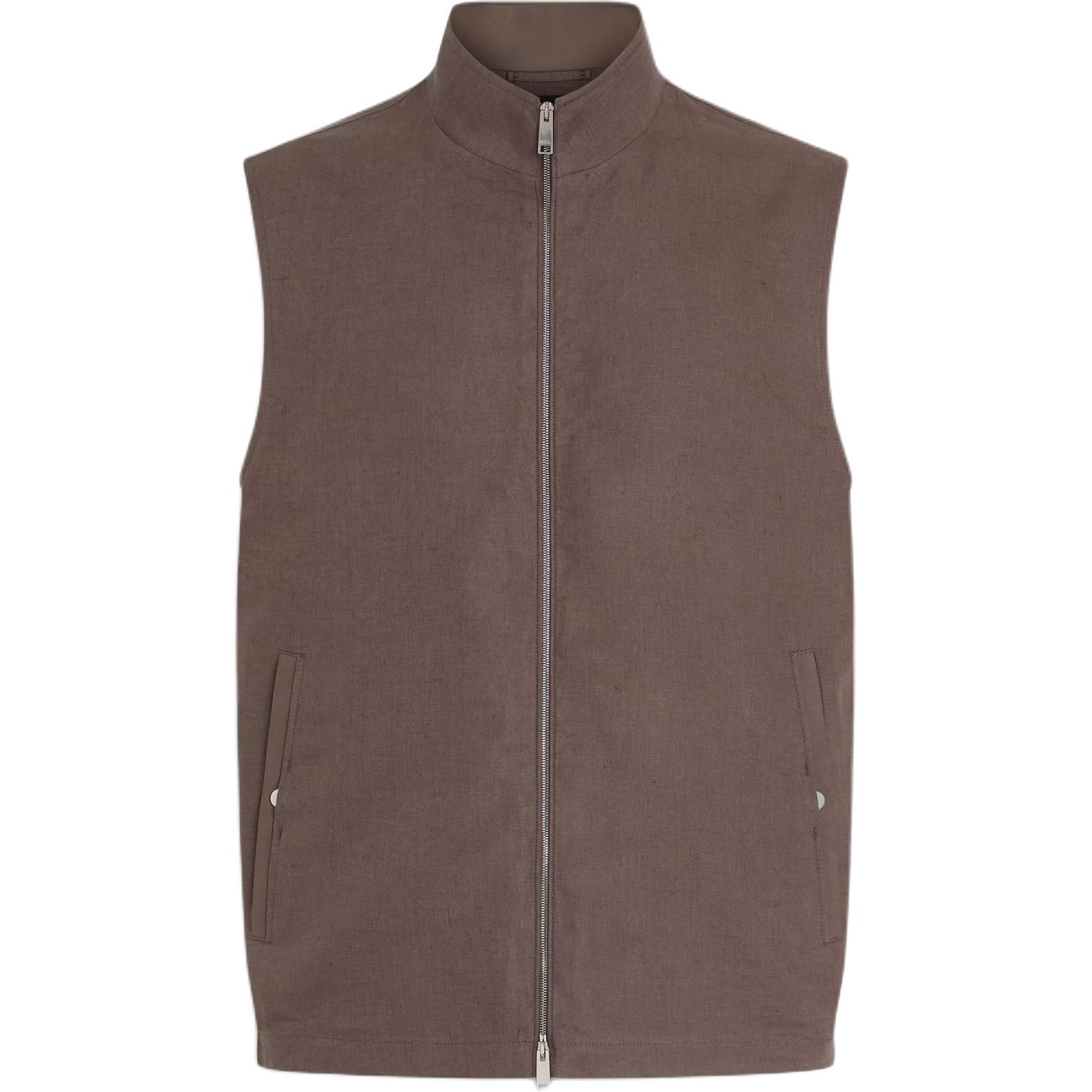 

Ermenegildo Zegna Зип-жилет из льна, Dark Taupe Umber