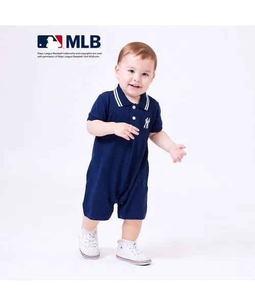 Ромпер MLB с воротником поло, полиэстер, тёмно-синий